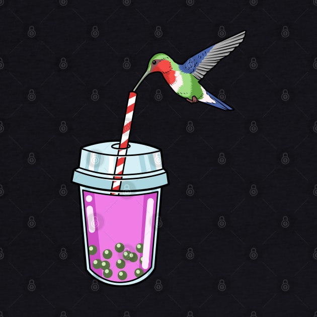 Bubble Tea Gift Women Bird Pink Boba Tea Gift Hummingbird by PomegranatePower